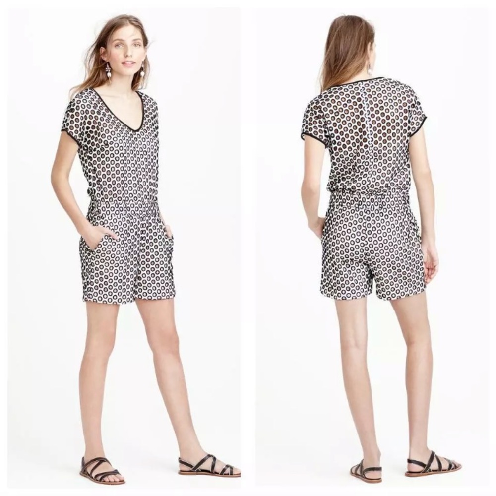 J.Crew Sz 0 Punches Out Eyelet Romper Lined